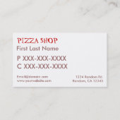 Funky pizzashop heldere visitekaartjes (Achterkant)