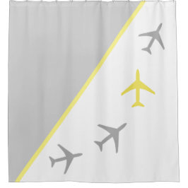 Funky Plane Airplane Pilot Aviation Flying Douchegordijn