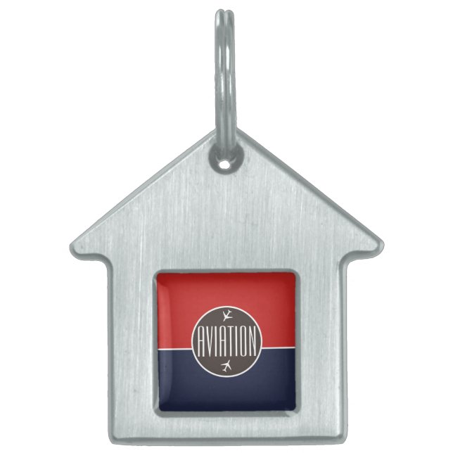 Funky Plane Airplane Pilot Aviation Flying Huisdieren Naamplaatje (Voorkant)