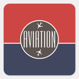 Funky Plane Airplane Pilot Aviation Flying Vierkante Sticker