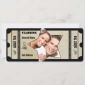 Funky Playbill Wedding Silver Metallic Invite Kaart (Achterkant)