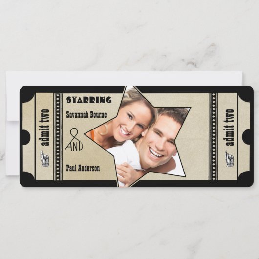 Funky Playbill Wedding Silver Metallic Invite Kaart (Achterkant)