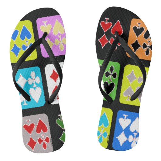 Funky Poker Player Stylized Cards Teenslippers (Voetbed)