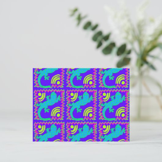 Funky Polka Dot Lizard Pattern Animal Design Briefkaart (Staand voorkant)