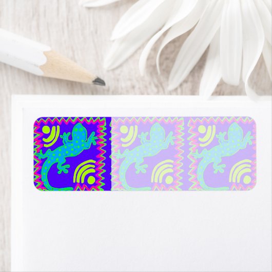 Funky Polka Dot Lizard Pattern Animal Design Etiket (Insitu)