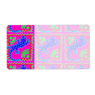 Funky Polka Dot Lizard Pattern Animal Design Etiket