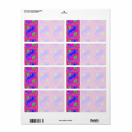 Funky Polka Dot Lizard Pattern Animal Design Etiket (Full Sheet)