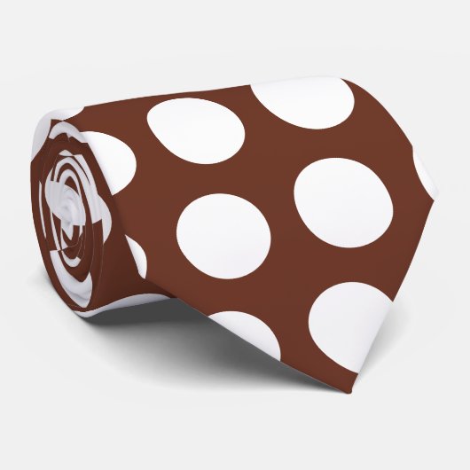 Funky Polka Dot Stropdas (Koffie) (Opgerold)