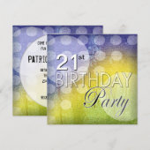 Funky Polka Dots 21st Birthday Party Kaart (Voorkant / Achterkant)