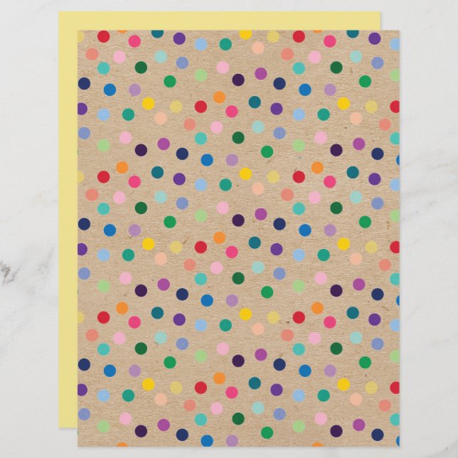 Funky Polkadots Faux Brown Kraft Scrapbook Papier (Voorkant / Achterkant)