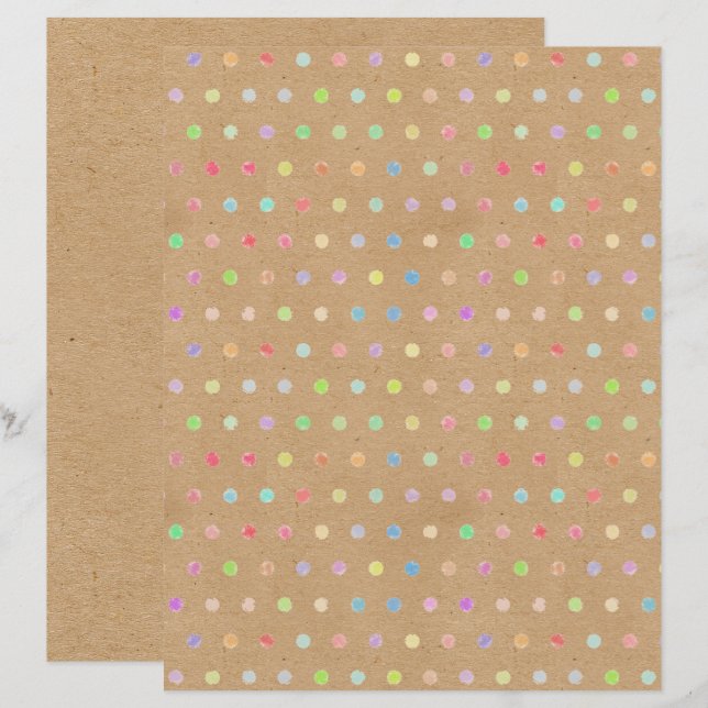 Funky Polkadots Faux Brown Kraft Scrapbook Papier (Voorkant / Achterkant)