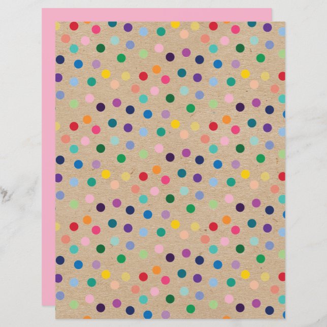 Funky Polkadots Faux Brown Kraft Scrapbook Papier (Voorkant / Achterkant)