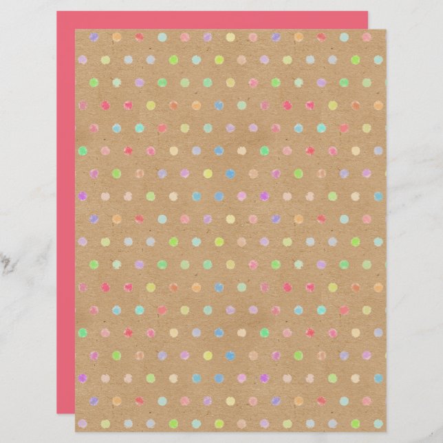 Funky Polkadots Faux Brown Kraft Scrapbook Papier (Voorkant / Achterkant)