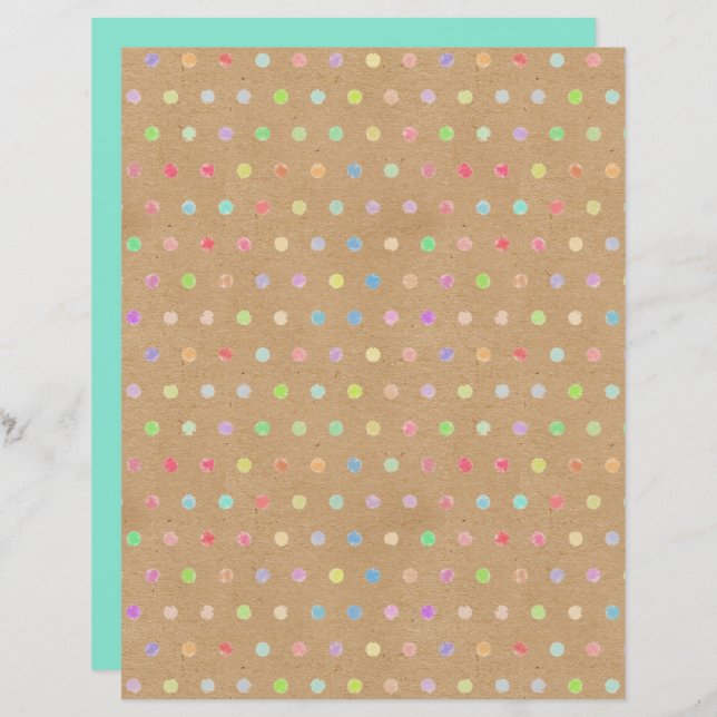 Funky Polkadots Faux Brown Kraft Scrapbook Papier (Voorkant / Achterkant)