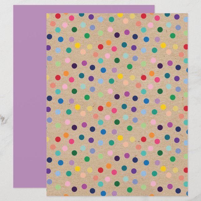 Funky Polkadots Faux Brown Kraft Scrapbook Papier (Voorkant / Achterkant)