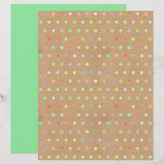 Funky Polkadots Faux Brown Kraft Scrapbook Papier (Voorkant / Achterkant)