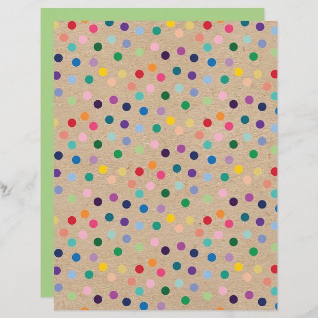 Funky Polkadots Faux Brown Kraft Scrapbook Papier (Voorkant / Achterkant)