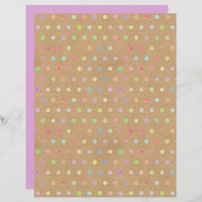 Funky Polkadots Faux Brown Kraft Scrapbook Papier (Voorkant / Achterkant)
