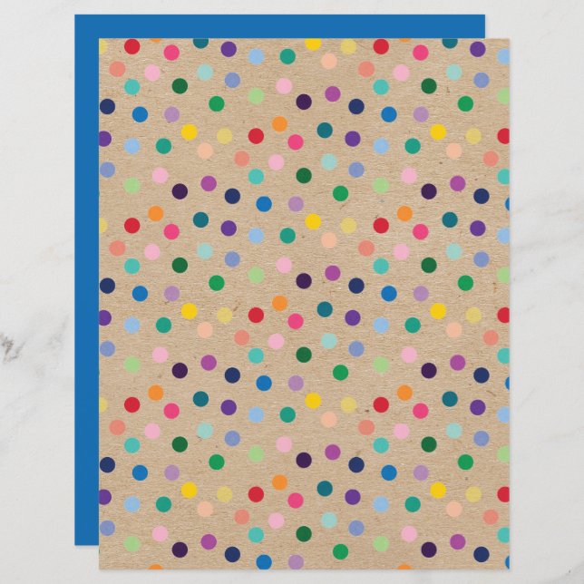 Funky Polkadots Faux Brown Kraft Scrapbook Papier (Voorkant / Achterkant)