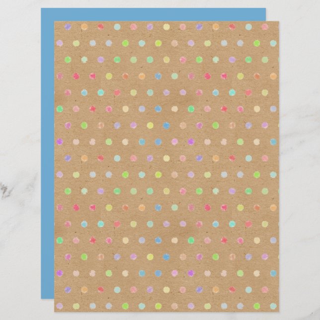 Funky Polkadots Faux Brown Kraft Scrapbook Papier (Voorkant / Achterkant)
