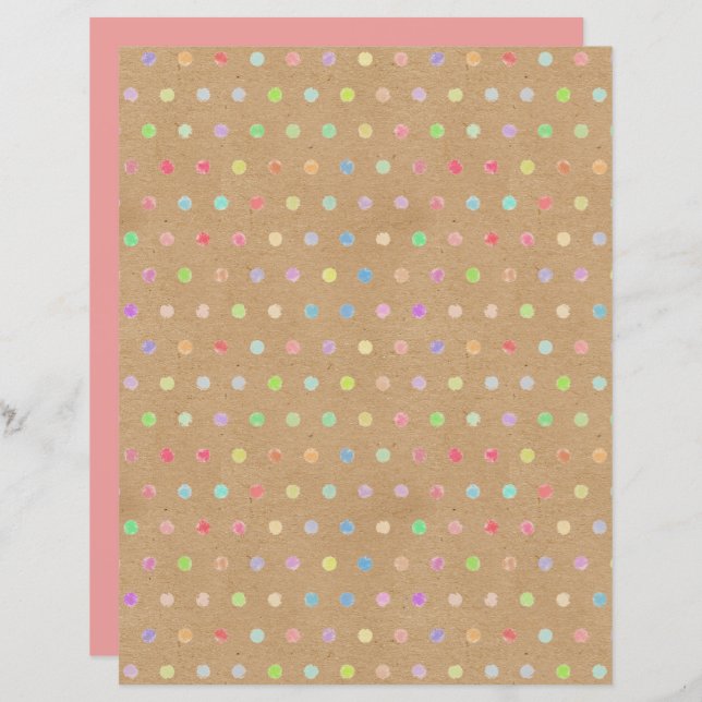Funky Polkadots Nepie Bruine Kraft Scrapbook Papie (Voorkant / Achterkant)