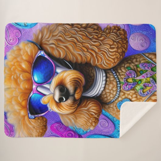 Funky Poodle Sherpa Deken (Voorkant (horizontaal))