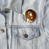 Funky, pop-art accessoire knop. ronde button 5,7 cm (In situ)