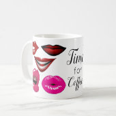 Funky Pop Kunstpatroon Sensuele Lippen 70s Kunstwe Koffiemok (Voorkant links)