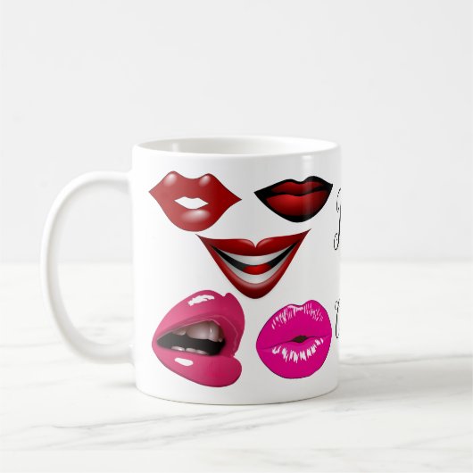 Funky Pop Kunstpatroon Sensuele Lippen 70s Kunstwe Koffiemok (Links)