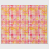 Funky Preppy Sinaasappel en roze geruite inpakpapi Cadeaupapier (Vlak)