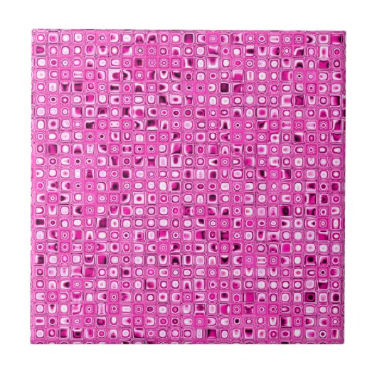 Funky 'Pretty In Pink' Mosaic Tiles Pattern Tegeltje (Voorkant)