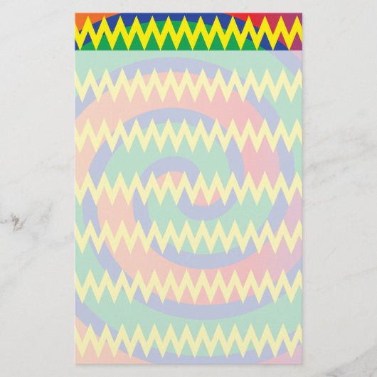 Funky Primary Colors Swirls Chevron ZigZags Design Briefpapier (Voorkant)