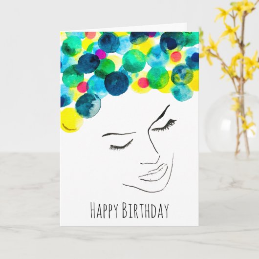 Funky psychedelic bubble hair kaart (Gele Bloem)