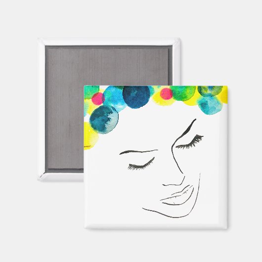 Funky psychedelic bubble hair magneet (Voorkant / Achterkant)