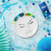 Funky psychedelic bubble hair papieren bordje (Feest)