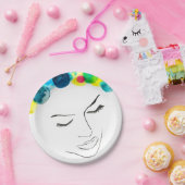 Funky psychedelic bubble hair papieren bordje (Feest)