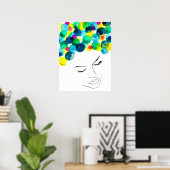 Funky psychedelic bubble hair poster (Thuiskantoor)