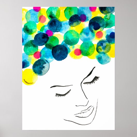 Funky psychedelic bubble hair poster (Voorkant)