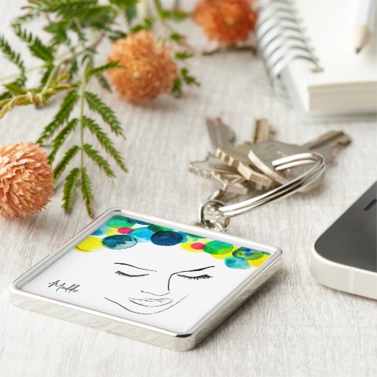 Funky psychedelic bubble hair sleutelhanger (Zijkant)