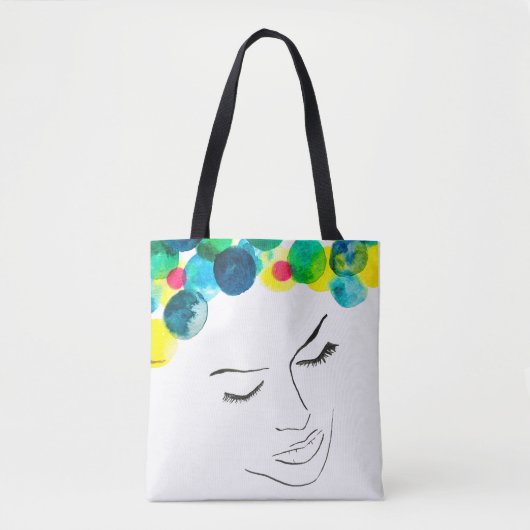Funky psychedelic bubble hair tote bag (Voorkant)