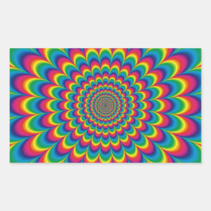 Funky Psychedelic Color Fest Rechthoekige Sticker