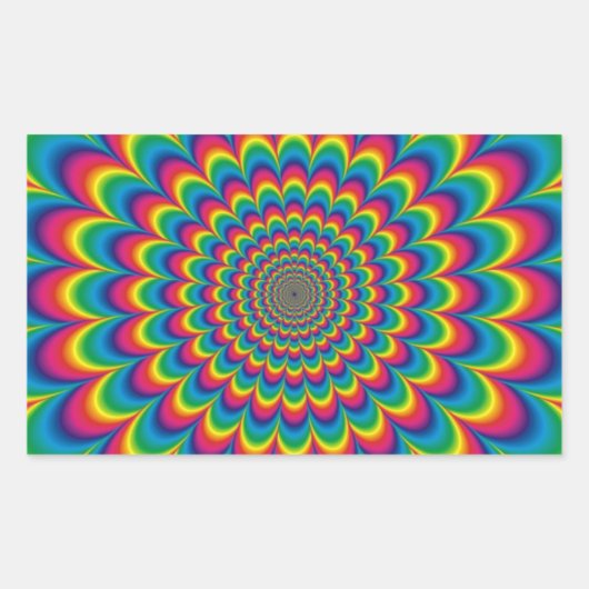 Funky Psychedelic Color Fest Rechthoekige Sticker (Voorkant)