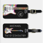 Funky Psychedelic elektrische gitaar gepersonalise Bagagelabel