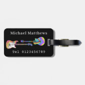 Funky Psychedelic Guitar Pop Art Music Instrument Bagagelabel (Achterkant horizontaal)