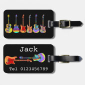 Funky Psychedelic Guitar Pop Art Music Instrument Bagagelabel