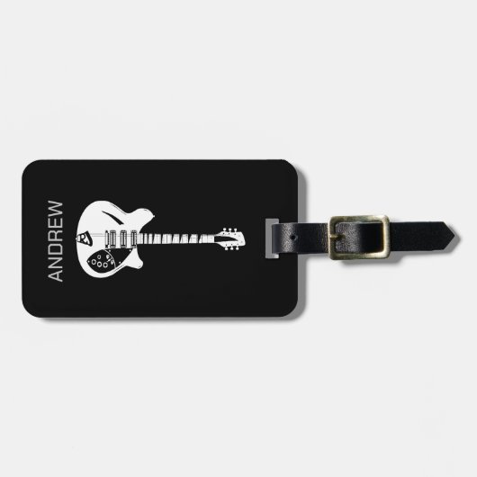 Funky Psychedelic Guitar Pop Art Music Instrument Bagagelabel (Voorkant horizontaal)