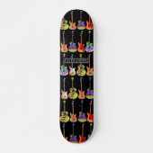Funky psychedelic guitars model gepersonaliseerd persoonlijk skateboard (Voorkant)