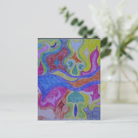 Funky psychedelic Magic Carpet Briefkaart (Staand voorkant)