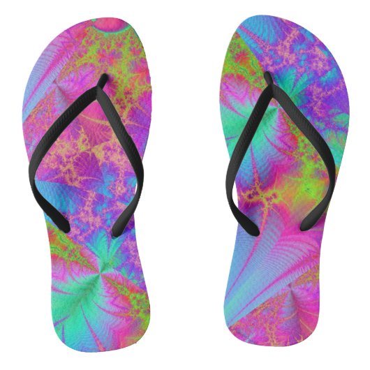 Funky Psychedelic Rainbow Colors Teenslippers (Voetbed)