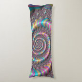 Funky Psychedelic Rainbow Unicorn Fractal Nautilus Lichaamskussen (Voorkant Verticaal)